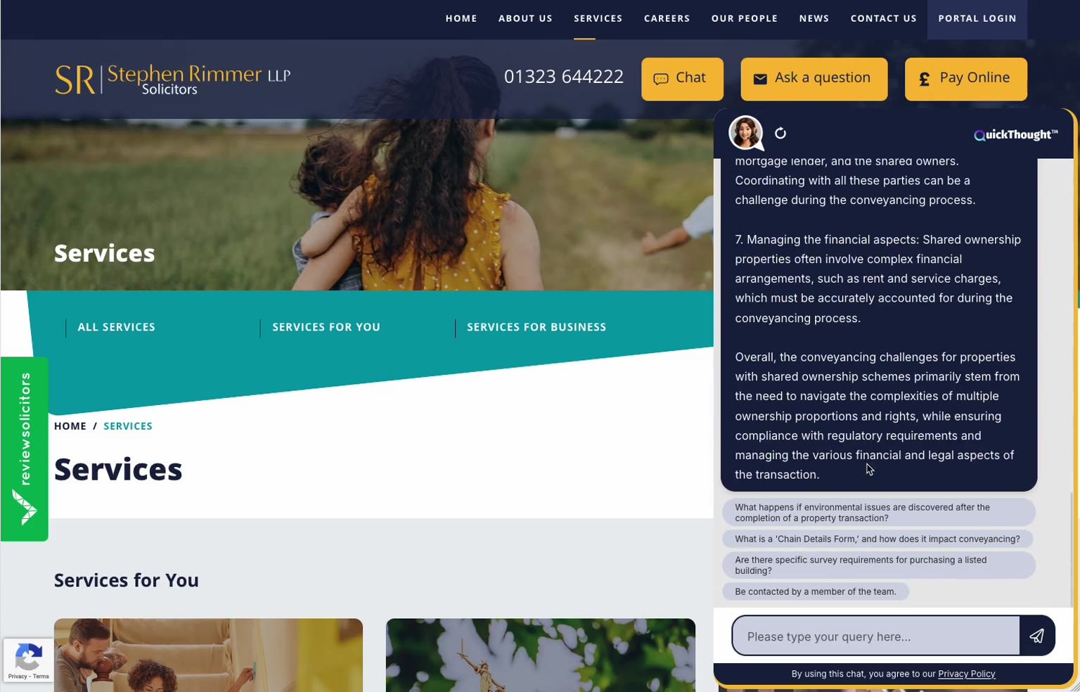 A step in the QuickThought setup wizard showing grouped questions and helper text